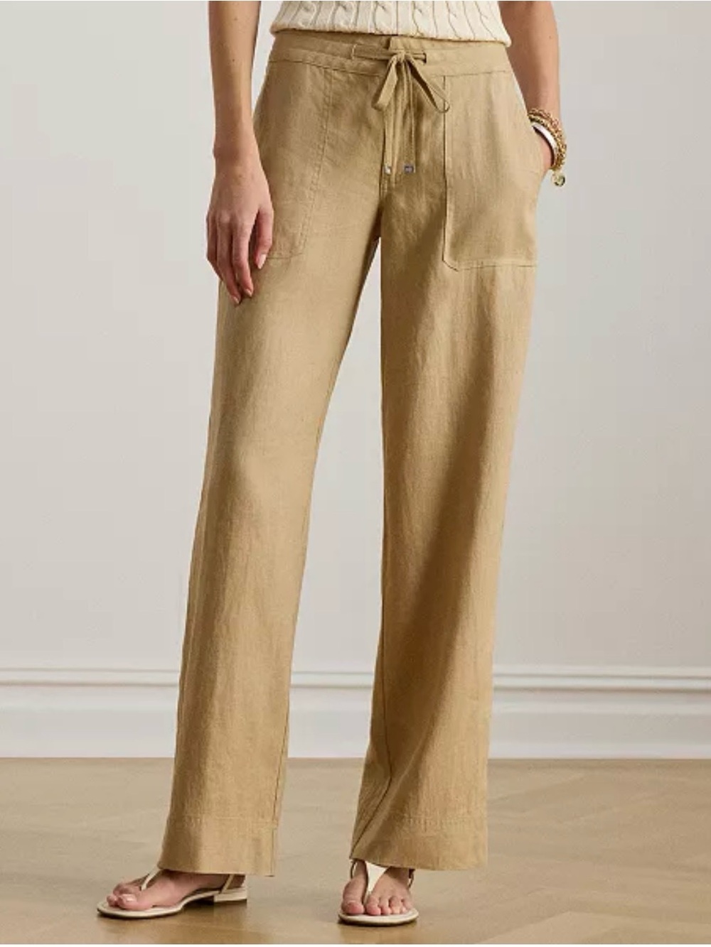 Ralph Lauren- 100% linen Wide Leg Pants — Tan
